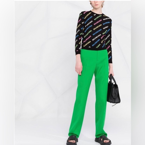 NWT, Balenciaga Rainbow Allover Logo Knit Sweater — Size L - Picture 9 of 9